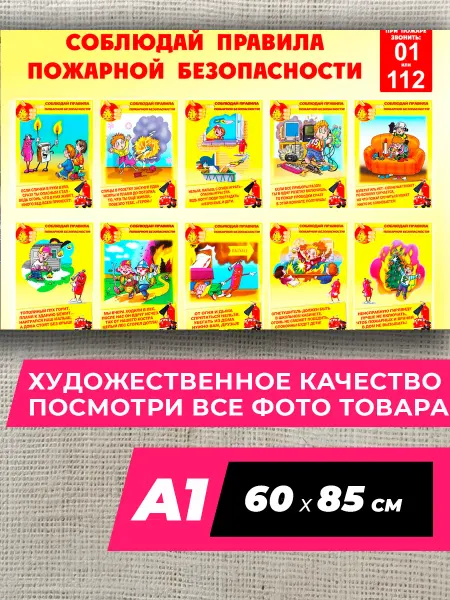 Пожарная безопасность Study Плакат пожарная безопасность правила A1