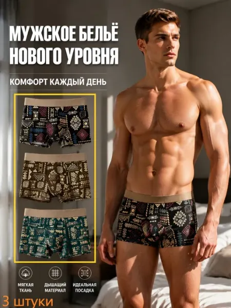 Трусы боксеры набор 3 штуки