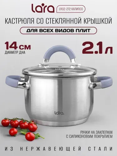 Lara Кастрюля 2,1 литра из нержавеющей стали LR02-272 Калипсо