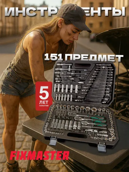 FIXMASTER Набор инструментов для автомобиля 151 предмет