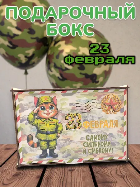 LIMWOOD Подарочная коробка на 23 февраля Кот
