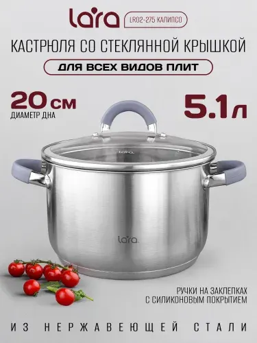 Lara Кастрюля 5,1 л из нержавеющей стали LR02-275