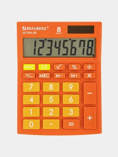 Калькулятор BRAUBERG ULTRA-08-RG 154×115 мм 8 разрядов двойное питание оранжевый 250511