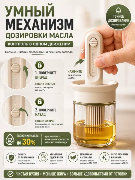 KITCHOIL Кисточка силиконовая с баночкой для масла