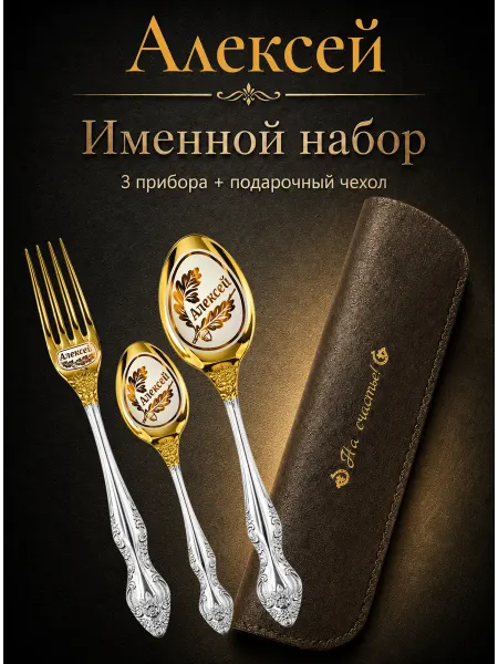 Набор именных столовых приборов с именем "Алексей"