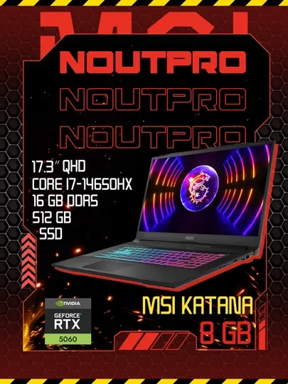 Ноутбук MSI KATANA 17 Intel® Core™ i7-14650HX 16 GB DDR5 512 GB RTX 5060 8 GB 17.3 240 Hz