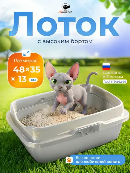 DDSTYLE Лоток для кошек 50*38*16 см с высоким бортом без решетки