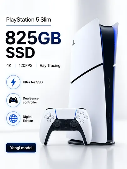 Playstation 5 Slim Digital Edition, 16 ГБ GDDR6, 825 ГБ SSD, глобальная версия