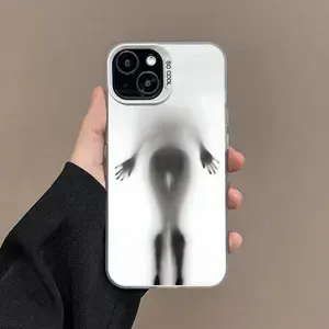 Чехол на Aйфон 16 Про / IPHONE 16 PRO белого цвета с дизайном силуэта девушки антиударный с амортизацией