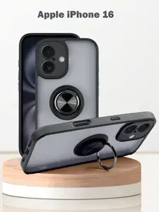 Чехол для Apple iPhone 16, с кольцом, защита камеры, черный