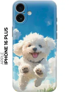 Силиконовый чехол на Apple iPhone 16 Plus с принтом "Радостный щенок"