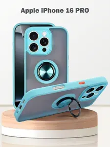 Чехол для Apple iPhone 16 Pro, с кольцом, защита камеры, черный