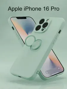 Силиконовый чехол для Apple iPhone 16 Pro, с кольцом, Soft Touch, мята
