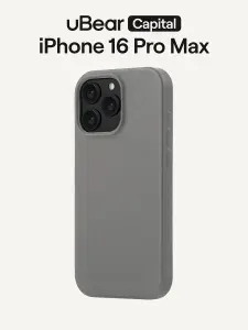 Чехол для iPhone 16 Pro Max uBear Capital Case натуральная кожа, MagSafe, серый