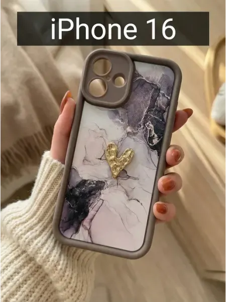 CRAZY CAT Чехол на iphone 16 Мрамор