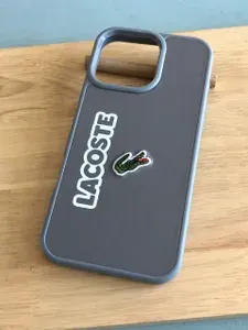 Чехол для iPhone 16 Pro Max / чехол для Айфон 16 Про Макс, премиум чехол Lacoste c итальянской кожей Safffiano, края силиконовые, противоударный, не скользит