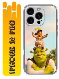 Чехол для Iphone 16 Pro с принтом Shrek Шрек на Айфон 16 Про