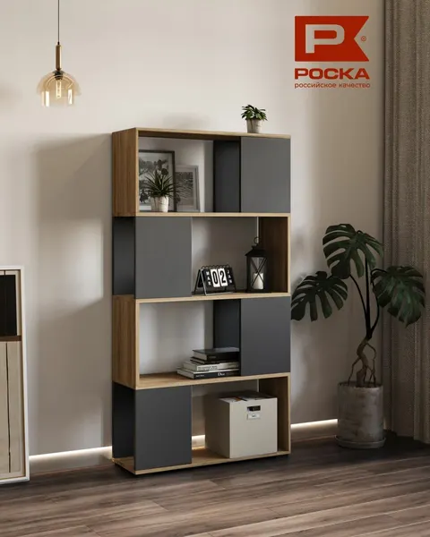 Стеллаж 750 дуб/серый