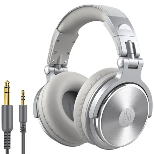 Наушники Oneodio Studio Pro 10 silver полноразмерные 3.5/6.3 - 1.2/3м два съёмных кабеля серебристые