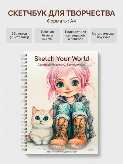Скетчбук для рисования, блокнот для рисования A4 и A5, 160 г/м², 35 листов, на пружине