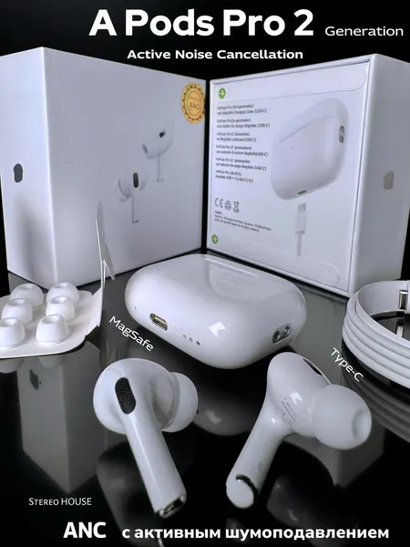 Наушники беспроводные, A Pods Pro 2, ANC, с шумоподавлением и чистым звуком, сенсорное управление