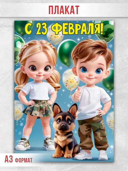 ТМ открытая планета Плакат на 23 февраля оформление в школу и детский сад