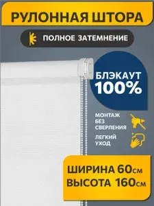 Рулонные шторы Decofest блэкаут (blackout) фактурные 60 см х 160 см Шалюр Белый, жалюзи на окна 1 шт
