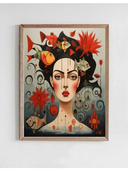 Onllyart Постер Фрида Кало Красные рыбки 50x70
