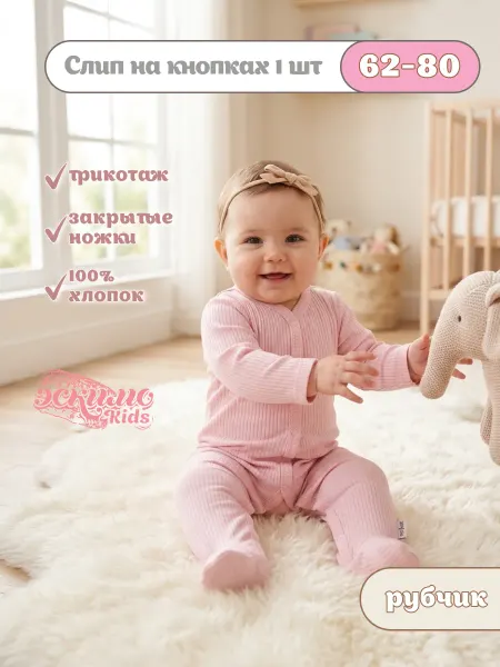 Эскимо. Комбинезон слип для новорожденных нательный