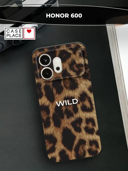 Черный матовый чехол на Honor 600 / Хонор 600 с принтом Wild на леопарде