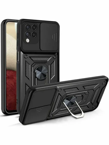 Чехол на Samsung Galaxy A12, M12 с подставкой и магнитом, черный
