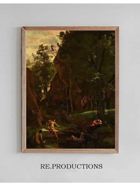 Re.productions Постер Diane au bain - Jean-Baptiste-Camille Corot