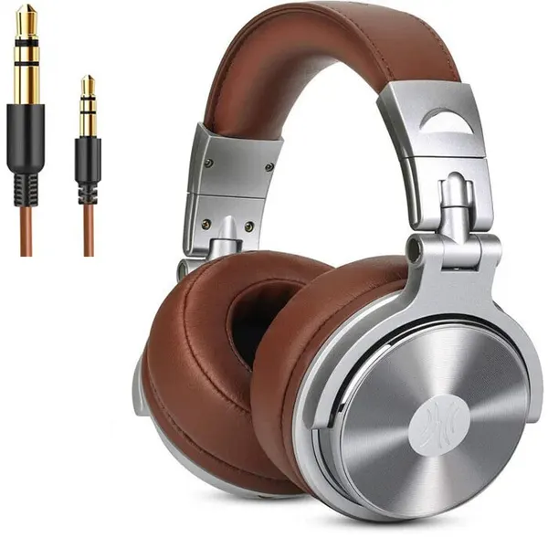 Bluetooth наушники с микрофоном OneOdio Pro-C brown беспроводная полноразмерная гарнитура серебристо-коричневые