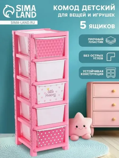 Яркий пластиковый комод для детской комнаты