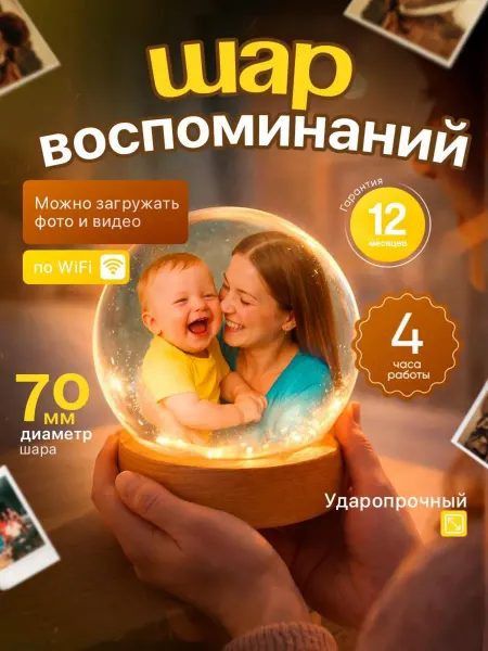 GoodsMari Фоторамка цифровая Шар с видео воспоминаниями