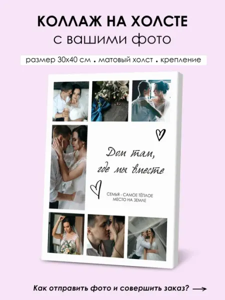 Порадуй Картина по фото на холсте коллаж "Где мы вместе"