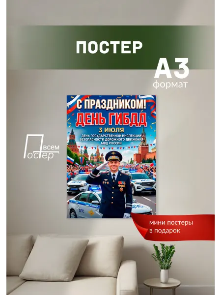 Постер всем Постер интерьерный С праздником! День гибдд