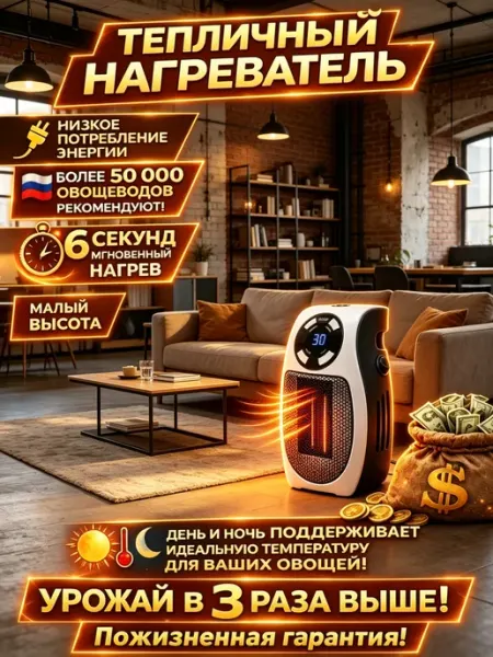 Компактный обогреватель для теплицы с термостатом