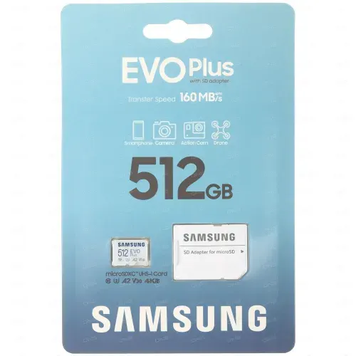 Карта памяти MicroSDXC 512 Gb Samsung EVO Plus 160Mb/s MB-MC512SA