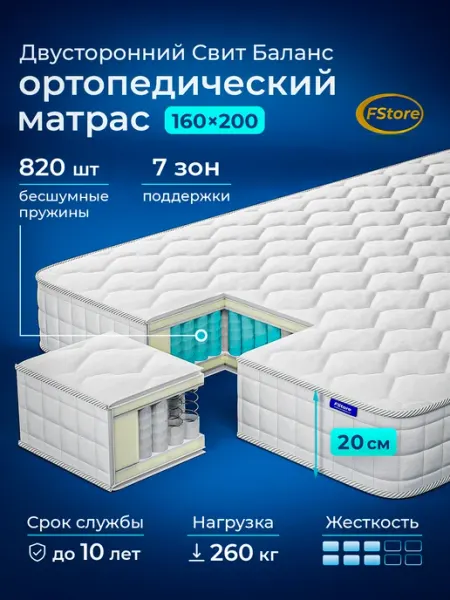 FStore Матрас 160x200 Свит Баланс пружинный ортопедический