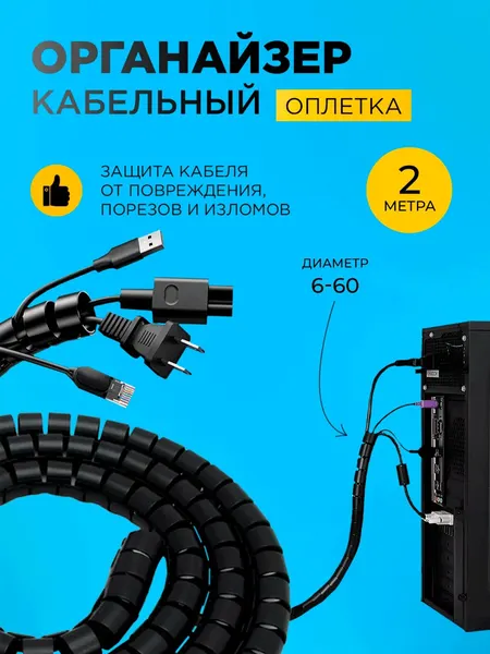 Оплетка органайзер для защиты провода ( KS-8 ), длина 2 метра