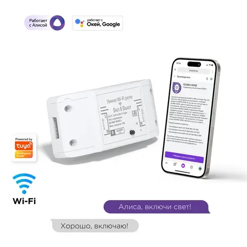 Умное реле с Wi-Fi, мониторинг потребления, Яндекс Алисой, Google Home, Wireless Relay 16A
