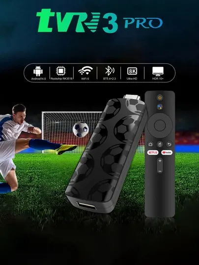 TVR3 Pro Android TV Stick, 2GB/16GB, 8K Ultra HD, Wi-Fi 6, Android медиаплеер для Smart TV
