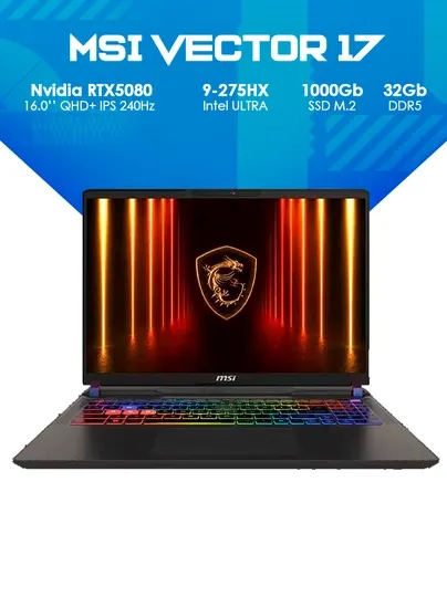 Ноутбук MSI Vector 17 HX AI Ultra 9-275HX 32GB 1TB RTX5080 17 QHD+ 240Hz