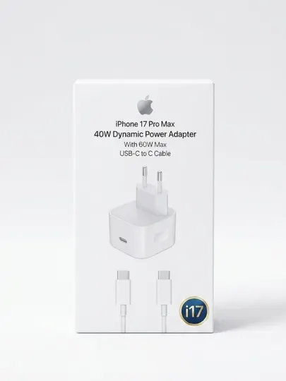 Зарядное устройство для iPhone 17 Pro Max, 40W Dynamic Power Adapter + Кабель USB-C/USB-C