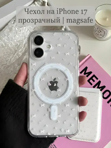 IPHONE CASE Чехол на iphone 17 прозрачный с картой magsafe