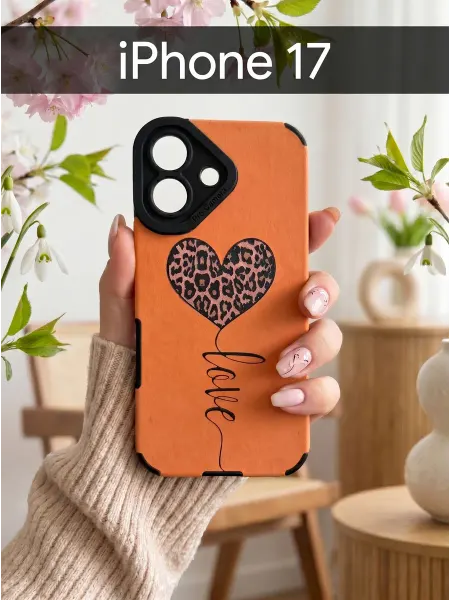 Good Luck Clover Чехол на iphone 17 Love Оранжевый