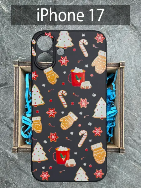 COVERGOOD iPhone 17, Айфон 17 чехол с принтом новогодний