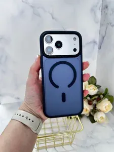Чехол для iPhone 17 Pro / айфон 17 про / Синий матовый с кольцом магсейф magsafe crust