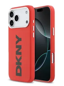Чехол DKNY на iPhone 17 Pro Max, PU Full Wrapped MagSafe, из экокожи, с металлическими лого, кнопками и рамкой для камеры, красный